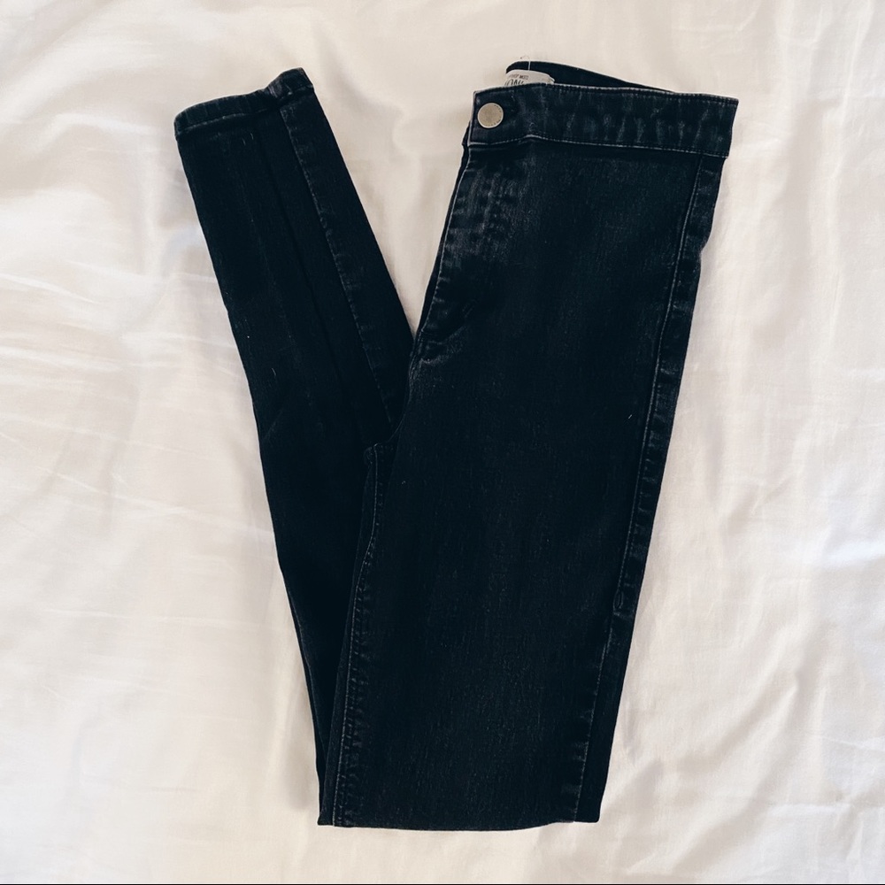 Topshop Joni High Waisted Washed Black Skinny Jeans